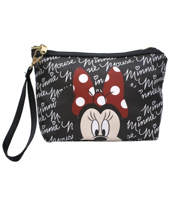 Necessaire Preto Assinatura Rosto Minnie - Disney