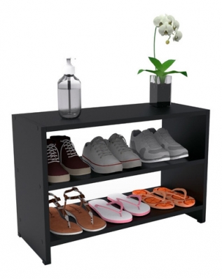 Sapateira 60cm Preto Porta De Sala, Quarto Banheiro Mdf