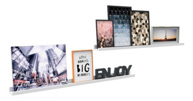 2 Prateleiras Para Quadros De Fotos Mdf Branco 1m