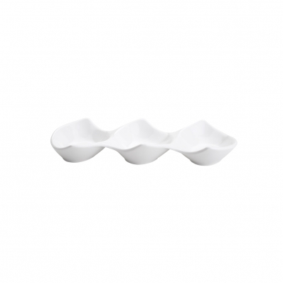 Petisqueira com 3 Divisórias em Porcelana Branca 27x12x4cm
