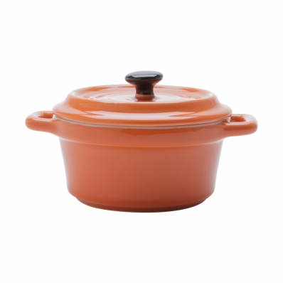 Mini Caçarola Lid em Porcelana Laranja 13x10x8cm