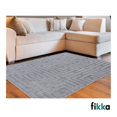 Tapete Para Sala e Quarto Realce Eden PP 100% - 1,50m X 2,00m Cinza - Fikka 