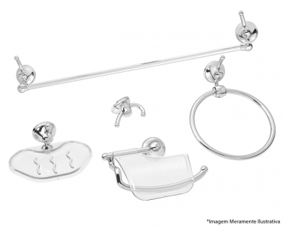 Kit Banheiro Abs Star 5Pcs Crom Cristal