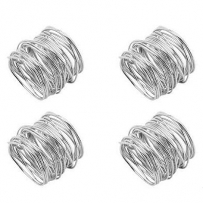 Jogo com 4 Anéis Espiral para Guardanapo em Aço Inox Prateado 