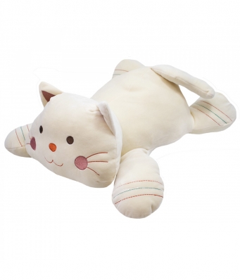 Gato Branco Deitado 47cm - Pelúcia
