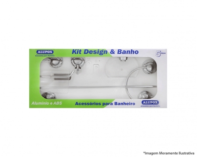 Kit Banheiro Abs/Aluminio Design & Banho Cromado 5Pcs