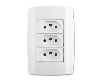 Tomada Tripla Ilumi Slim C/Pl 10A 250V 80123 Monobloco
