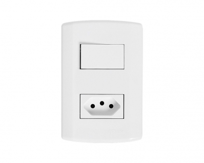 Interruptor Pluzi Modular 1 Tecla Simp+Tom 2P+T 10A C/Placa