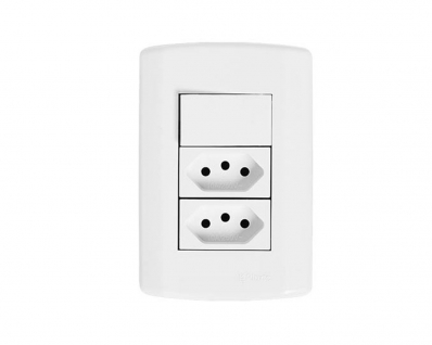Interruptor Pluzi Modular 1 Tecla Simp+2 Tom 2P+T 20A C/Plac