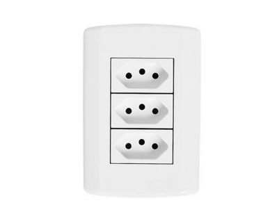 Tomada Pluzi Modular 3 Tom 2P+T 20A 250V C/Placa