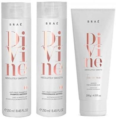 Kit Shampoo Condicionador 250ML e Leave-in Braé Divine 200G