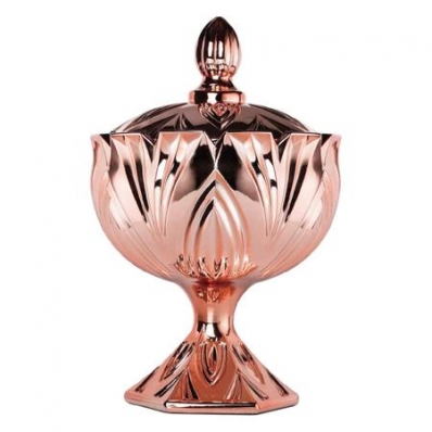 POTICHE DECORATIVO CRISTAL C/TAMPA SPEAR ROSE METALICO WOLFF