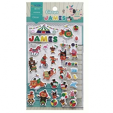 Cartela de adesivos em relevo Circus James 3D-11C - NYBC