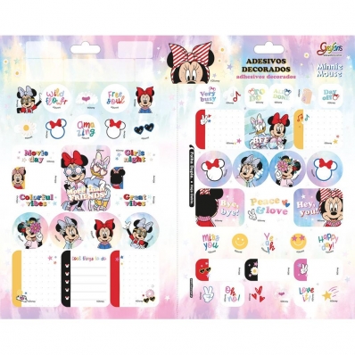 Cartela de adesivos metalizados decorados minnie mouse - Grafons