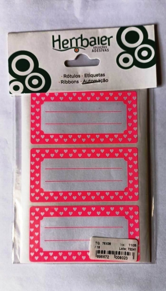 Etiqueta adesiva escolar tarja 76x38mm HB101 c/ 18 UN - Herrbaier