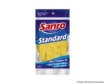Luva Latex Sanro Standard Amarela C G Blister c/10pcs