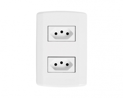 Tomada Pluzi Modular 2 Tom 2P+T 10A 250V C/Placa