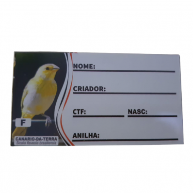 PLACA DE IDENTIFICAÇÃO PVC - CANARIO DA TERRA FÊMEA