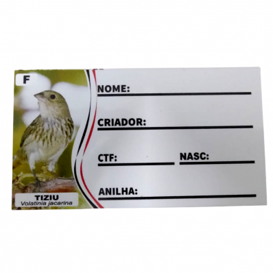 PLACA DE IDENTIFICAÇÃO PVC - TIZIU FÊMEA