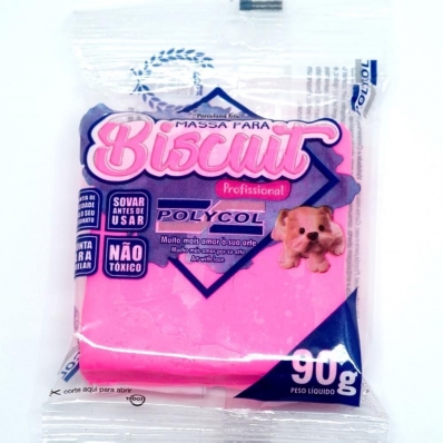 Massa para biscuit profissional 90gr rosa escuro - Polycol
