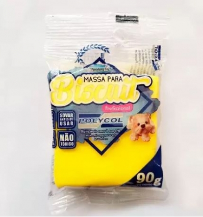 Massa para biscuit profissional 90gr amarelo ouro - Polycol