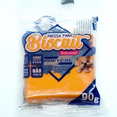 Massa para biscuit profissional 90gr laranja - Polycol