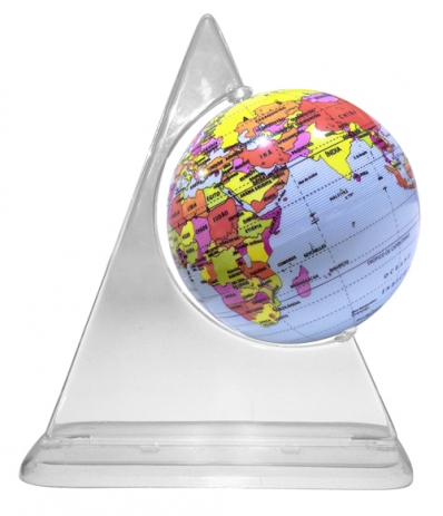 Globo Terrestre 10cm: Político - Junior - Base triangular cristal
