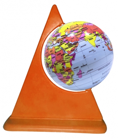 Globo Terrestre 10cm: Político - Junior color laranja - Base triangular