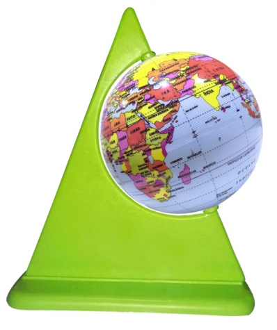 Globo Terrestre 10cm: Político - Junior color verde limão - Base triangular