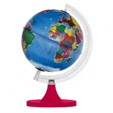 Globo Terrestre 21cm: Gênio Político - Iluminado led branco bivolt - Base plástico