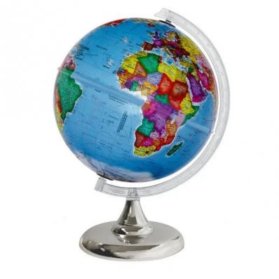 Globo Terrestre 30cm: Prisma Político - Base cromada