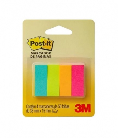 Post it flags papel mini 38x15mm 4 cores 50f - 3M