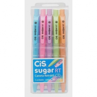 Caneta esferográfica 1.0mm Sugar RT 5 Un blister - CIS
