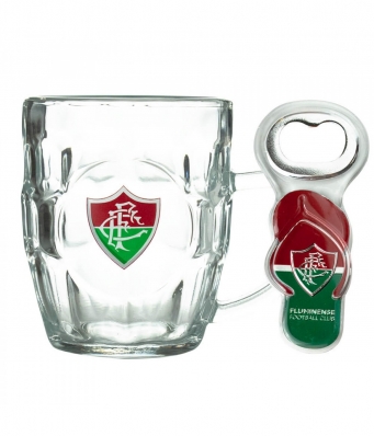Caneca Vidro 310ml Com Abridor - Fluminense