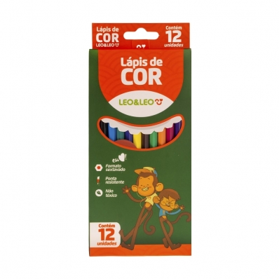 Lápis de cor resina sextavado 12 cores - Leo & Leo