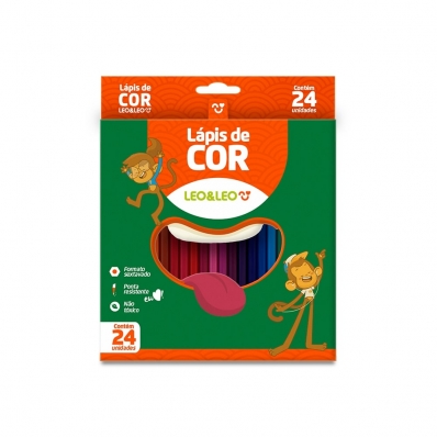 Lápis de cor resina sextavado 24 cores - Leo & Leo