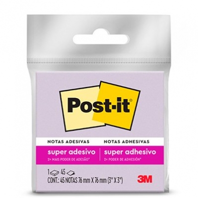 Bloco adesivo post-it 76x76mm 45 fls 1un roxo - 3M