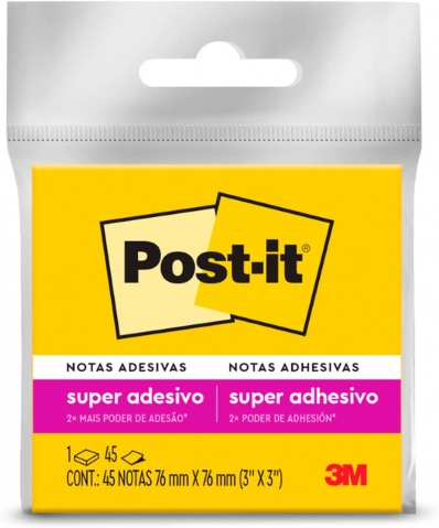 Bloco adesivo post-it 76x76mm 45 fls 1un amarelo neon - 3M