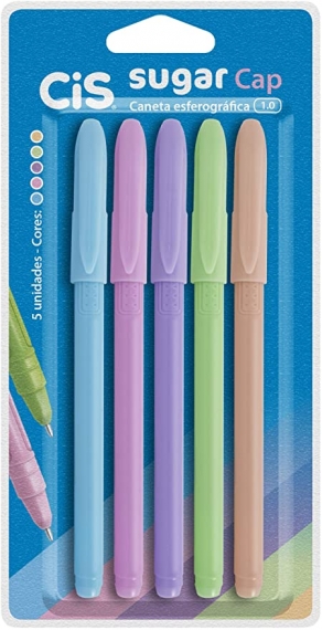 Caneta hidrográfica fine 1.0mm sugar cap 5 cores pastel blister - CIS