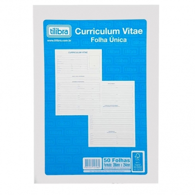 Bloco de curriculum vitae folha única 206x294mm 50 fls - Tilibra