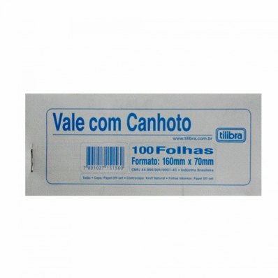 Bloco de vale com canhoto 160x70mm 50 fls - Tilibra