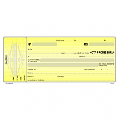 Bloco de nota promissória 93x213mm 50 fls - Taborda