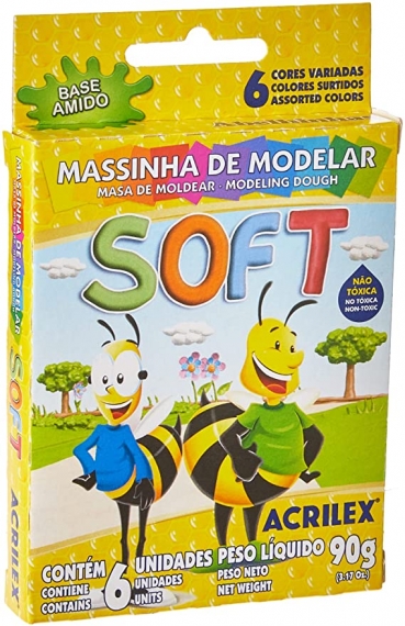 Massinha de modelar soft 6 cores 90g - Acrilex