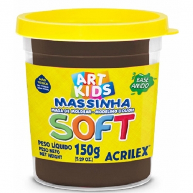 Pote de massinha de modelar soft 150g chocolate - Acrilex