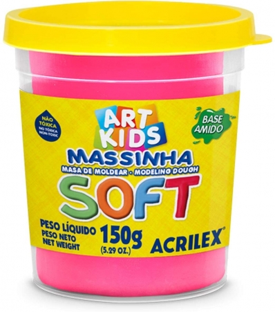 Pote de massinha de modelar soft 150g rosa - Acrilex