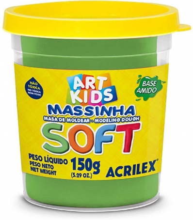 Pote de massinha de modelar soft 150g verde - Acrilex