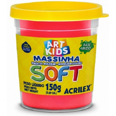 Pote de massinha de modelar soft 150g vermelha - Acrilex