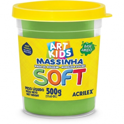 Pote de massinha de modelar soft 500g verde - Acrilex