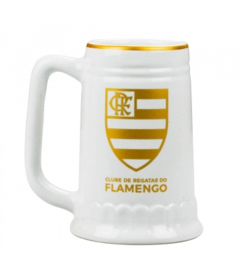 Caneca Branca Porcelana 500ml - Flamengo
