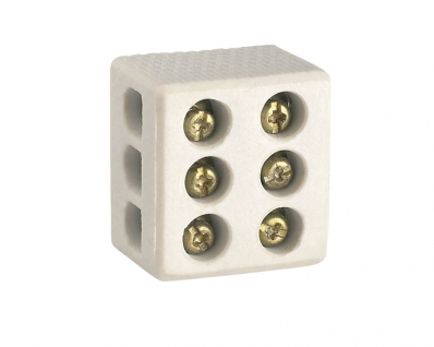 Conector Porcelana L&C Ate 10Mm 3 Polos 1422-A c/50pcs